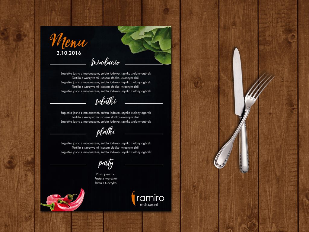 Menu restauracji Ramiro